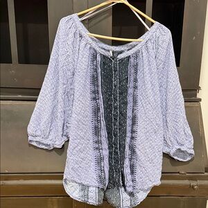 We The Free Purple Blouse with Black Detailing